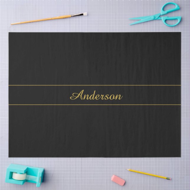 Simple Customisable Gold & Black Text Design  Tissue Paper (Craft)
