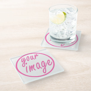 Simple Customisable Image Photo Template Glass Coaster