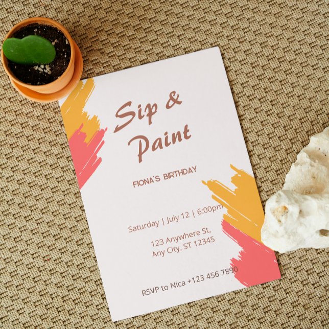Simple Customisable Sip and Paint Party Invitation (Creator Uploaded)