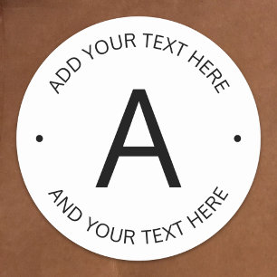 Simple Customisable Text White & Black Classic Round Sticker
