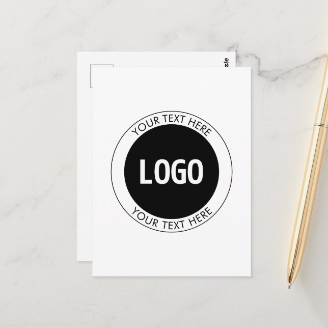 Simple Customisable Text & Your Logo or Image Postcard (Front/Back In Situ)