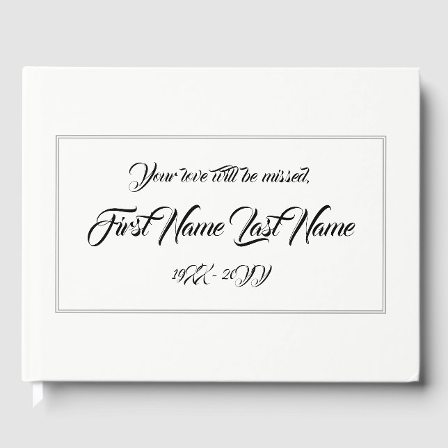 Simple, Customised Sympathies Guestbook (Front)