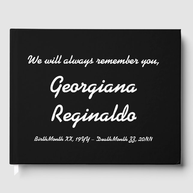 Simple & Customised Sympathy Guestbook (Front)