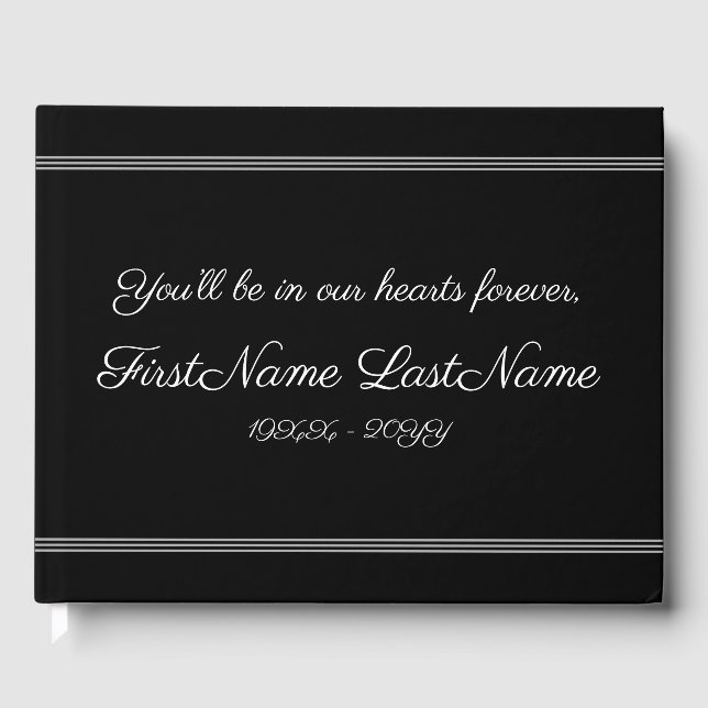 Simple & Customised Wake Service Guest Book (Front)