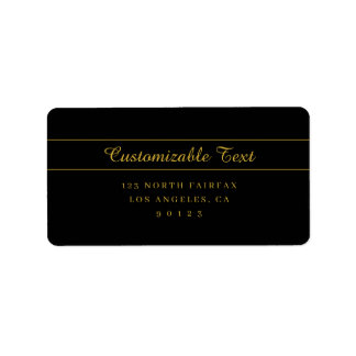 Simple Customizable Gold & Black Text Design  Label