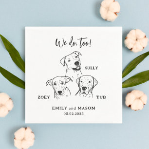 Simple Cute 3 Dogs Pet Wedding Custom Napkin