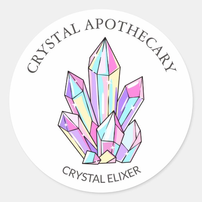 Simple Cute Apothecary Crystal Elixir Classic Round Sticker (Front)