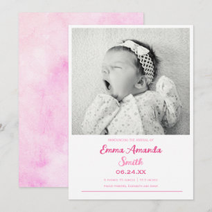 Simple cute baby girl Birth announcement