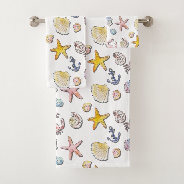 Simple Cute Beach Design  Bath Towel Set (Insitu)