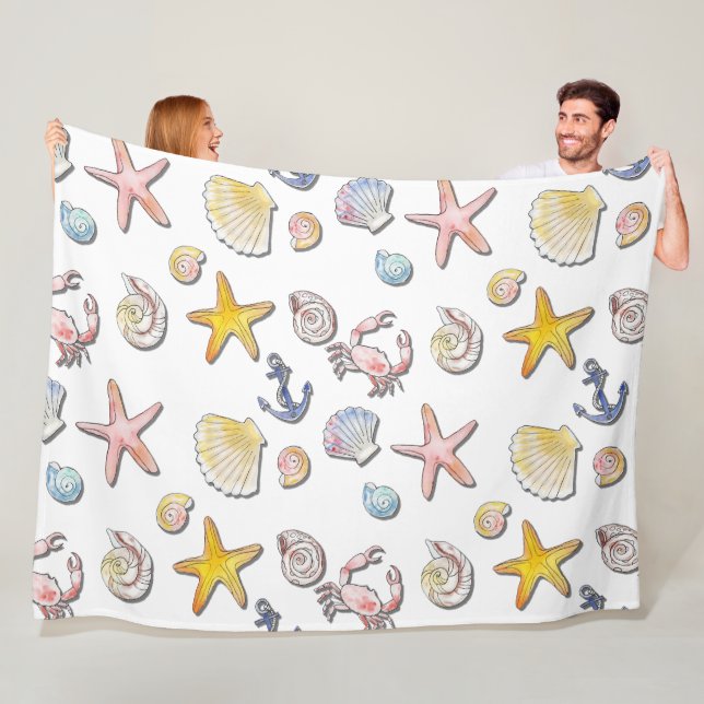 Simple Cute Beach Design  Fleece Blanket (In Situ)