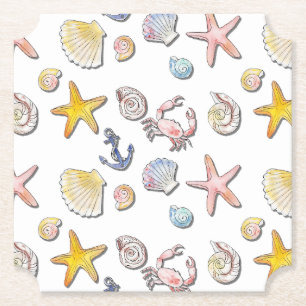 Simple Cute Beach Design Paper Coaster