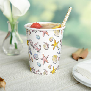 Simple Cute Beach Design Paper Cups