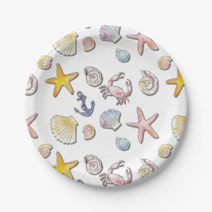 Simple Cute Beach Design  Paper Plate