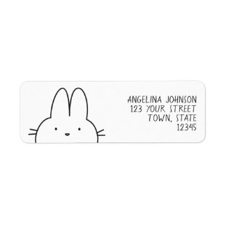 Simple Cute Black and White Bunny Return Address