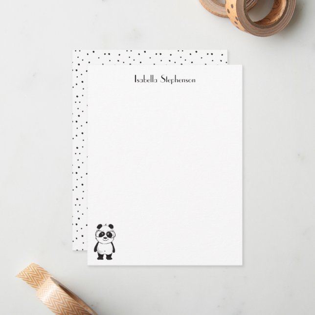 Simple Cute Black White Panda Personalised Card (Front/Back In Situ)