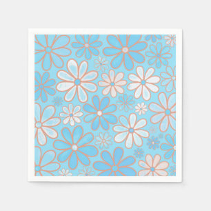Simple Cute Blue and White Daisy Napkin