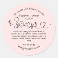 Simple Cute Blush Pink Black Hearts Handmade Soap