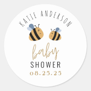 Simple Cute bumble bee baby shower Classic Round Sticker