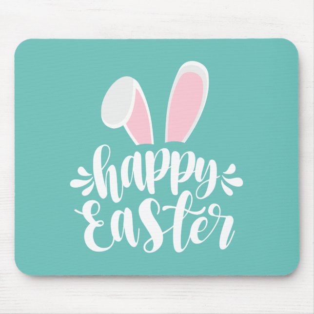 Simple Cute Bunny Ears Happy Easter | Mousepad (Front)
