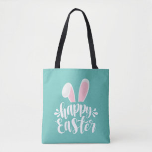 Simple Cute Bunny Ears Happy Easter Tote Bag