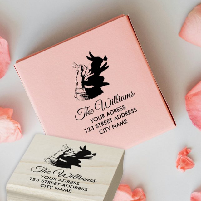 Simple Cute Bunny Rabbit Name Address Butterfly Rubber Stamp (Creator Uploaded)