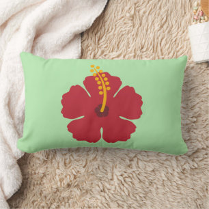 Simple Cute Cartoon Red Hibiscus Flower Lumbar Cushion