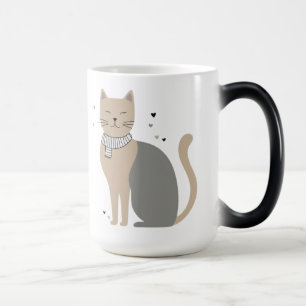 Simple cute cat  kitty animal meow pet Valentine's Magic Mug