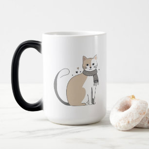 Simple cute cat  kitty animal meow pet Valentine's Magic Mug