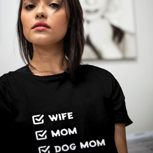 Simple Cute Checkbox Wife, Mum, Dog mum black T-Shirt