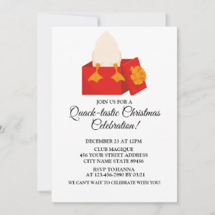 Simple cute Christmas Duck in box cute funny Invitation