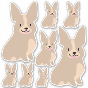 Simple Cute Corgis, Different Sizes, Sticker