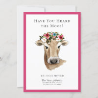 Simple Cute Cow We've Moved New Address Moving