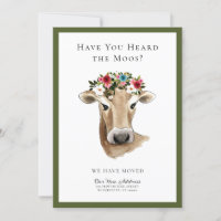 Simple Cute Cow We've Moved New Address Moving 