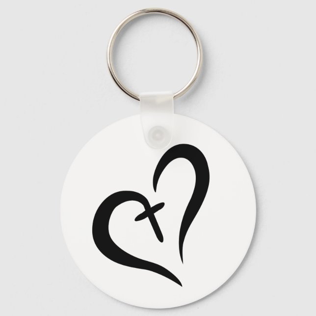 simple cute Cross and Heart | Key Ring (Front)