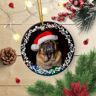 Simple Cute Dog Puppy Pet Christmas Photo Ceramic Tree Decoration