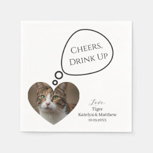 Simple Cute Drinks Up Pet Cat Photo Wedding Napkin