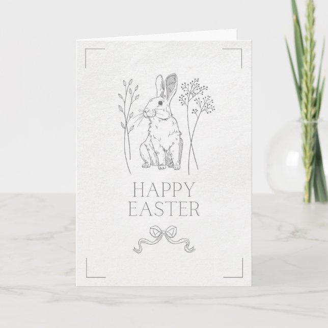 Simple & cute Easter bunny Easter card (Front)