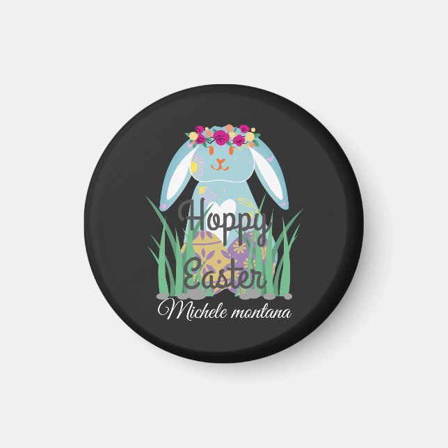 simple cute easter bunny Happy Easter family Magnet (Front)