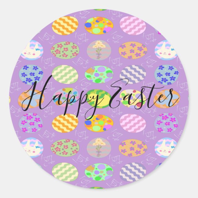 Simple cute Easter Classic Round Sticker (Front)