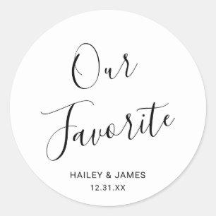 Simple Cute Elegant Our Favourite Modern Wedding Classic Round Sticker