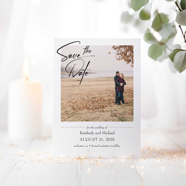 Simple Cute Elegant Save the Date Photo (Save the Date Card)