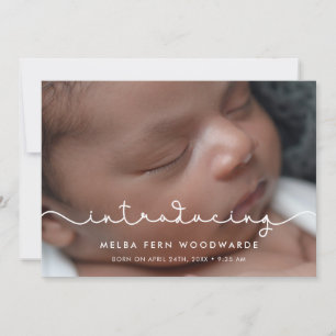 Simple cute font Introducing baby photo Announcement