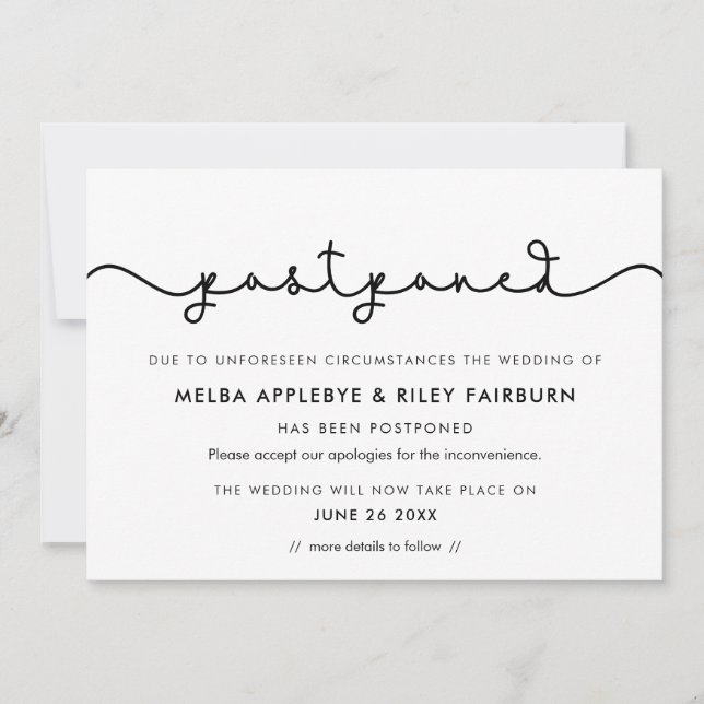 Simple cute font postponed announcement (Front)