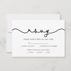 Simple cute font RSVP card with meal choice