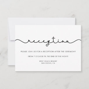 Simple cute font wedding reception card