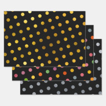 Simple Cute Girly Black Multicolored Polka Dots