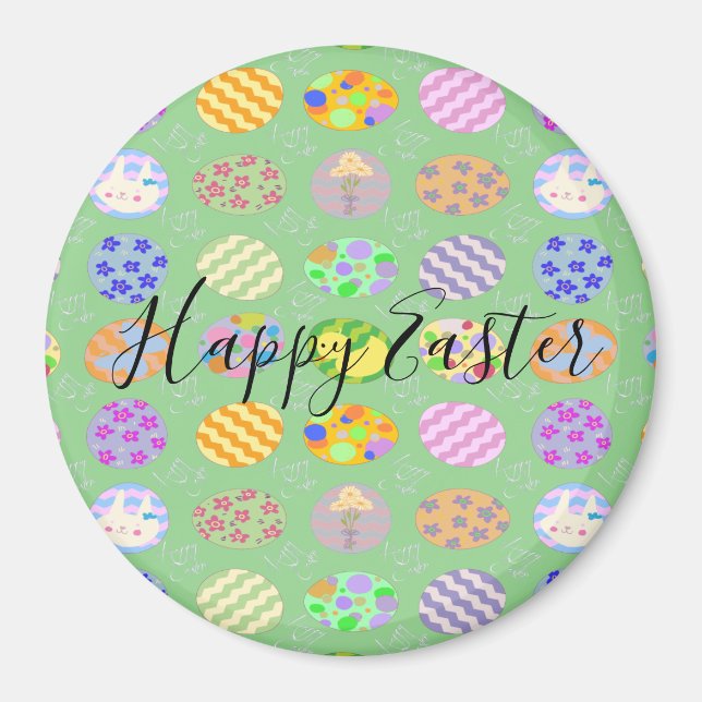 Simple cute  green Easter Classic Round   Magnet (Front)