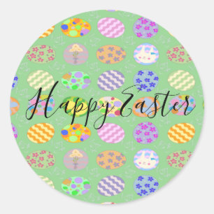 Simple cute  green Easter Classic Round Sticker