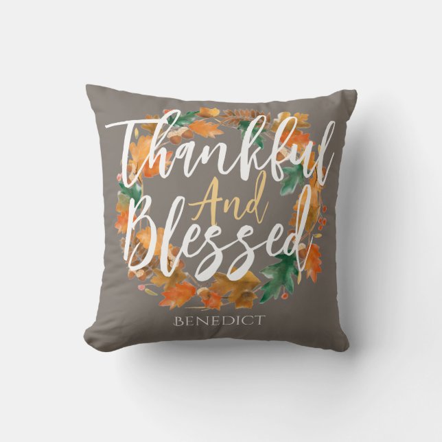  Simple Cute Happy Thanksgiving Pumpkin Fall Cushion (Front)