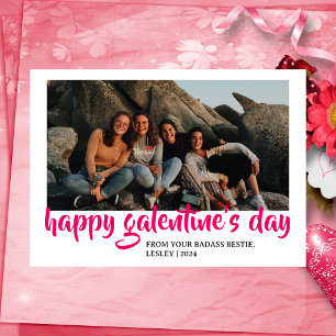 Simple Cute Heart Happy Galentines day bestie Holiday Card